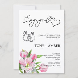 Minimalist Floral Engagement Invitation Inbjudningar