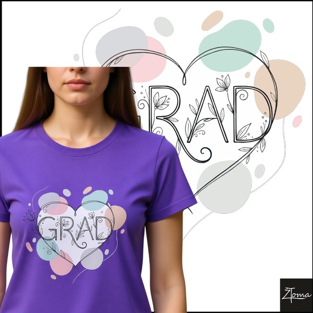 Minimalist Floral GRAD Pastel Heart Sketch T Shirt (Skapare uppladdad)
