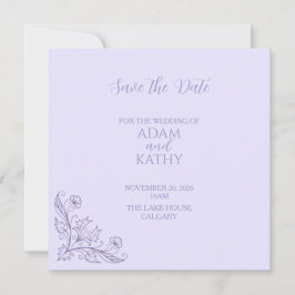 Minimalist Floral Lavender Wedding Save The Date Spara Datumet