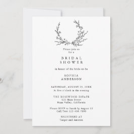 Minimalist Floral Line Art Bridal Shower Inbjudningar