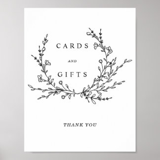 Minimalist Floral Line Art Cards & Gifts Sign Poster