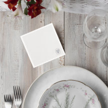 Minimalist Floral Line Art Wedding Cocktail Napkin