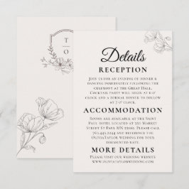 Minimalist Floral Line Art Wedding Enclosure Card  Tilläggskort
