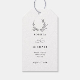 Minimalist Floral Line Art Wedding Gift Tag Presentetikett