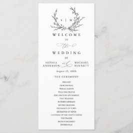 Minimalist Floral Line Art Wedding Program