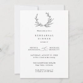 Minimalist Floral Line Art Wedding Rehearsal   Inbjudningar