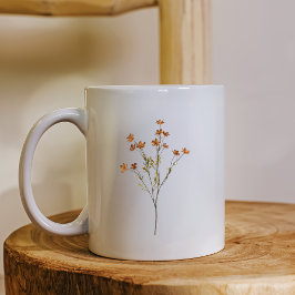 Minimalist Floral Nature Inspired Simple White  Kaffemugg