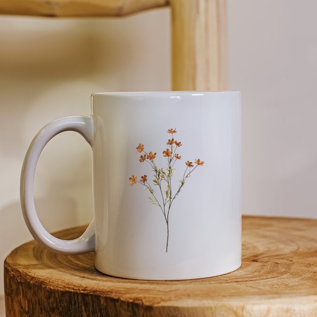 Minimalist Floral Nature Inspired Simple White  Kaffemugg (Skapare uppladdad)