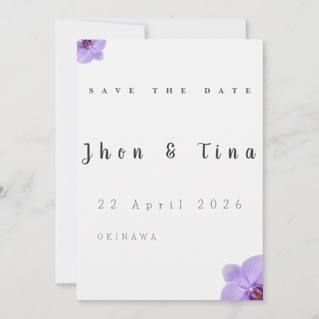 Minimalist Floral Save the Date Wedding Card (Framsida)