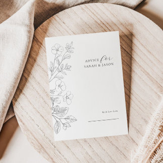Minimalist Floral Wedding Advice Card