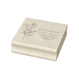 Minimalist Floral Wedding Rubber Stamp Stämpel