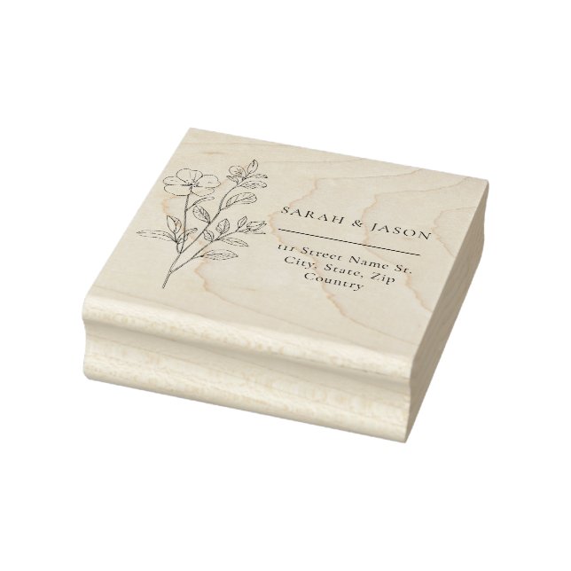 Minimalist Floral Wedding Rubber Stamp Stämpel (Stämpel)