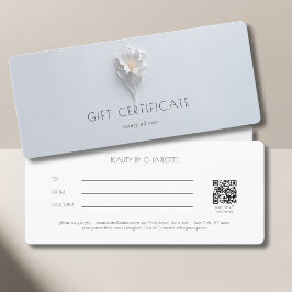 Minimalist Floral White Salon QR Code Gift Card