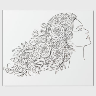 Minimalist Floral Woman Wrapping Paper Presentpapper