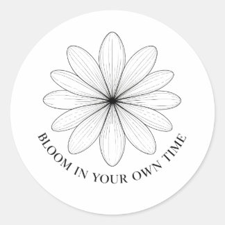 Minimalist Flower Bloom In Your Own Time Quote Runt Klistermärke