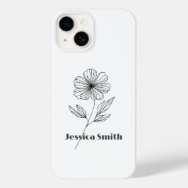 Minimalist Flower Line Drawing custom name