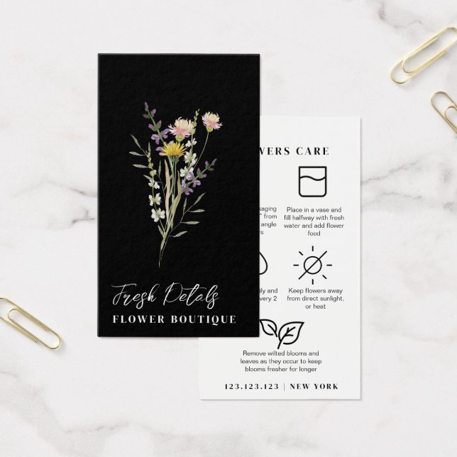 Minimalist Flowers Care Florist Card Visitkort (Kontor)