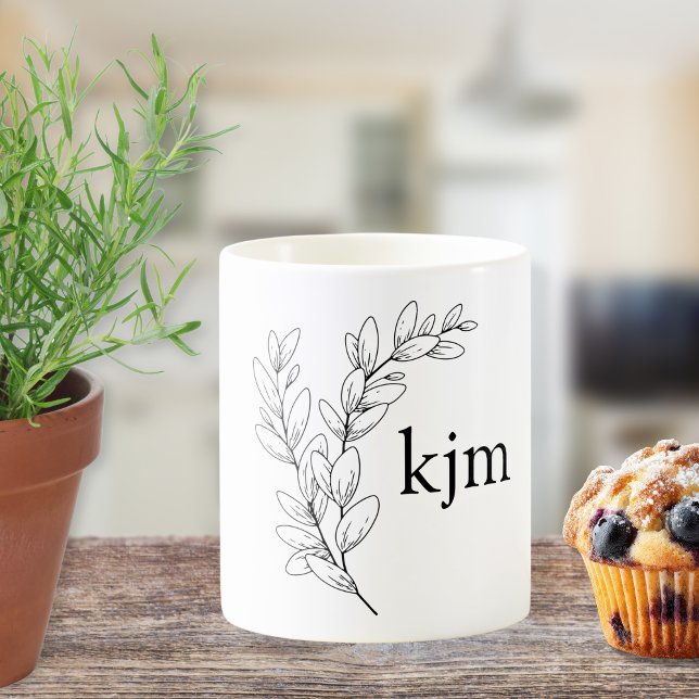 Minimalist Foliage Monogram  Kaffemugg (Skapare uppladdad)