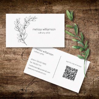 Minimalist Foliage with QR Code  Visitkort