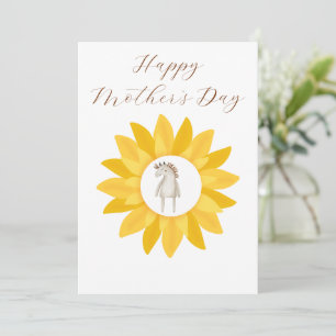 Minimalist Foral Gul Solros Mors Dag Julkort