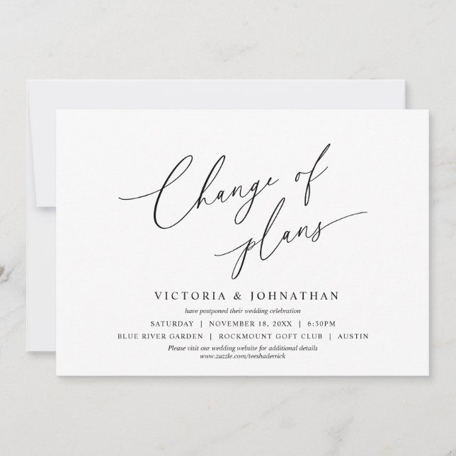 Minimalist, Förändring av planer, ändra datum Inbjudningar (Framsida)