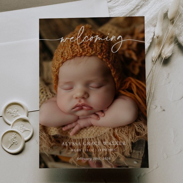 Minimalist Formal Welcoming Baby Announcement card (Skapare uppladdad)