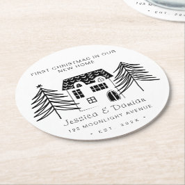 MINIMALIST FÖRST CHRISTMAS I VÅRT NYA HEMM UNDERLÄGG PAPPER RUND