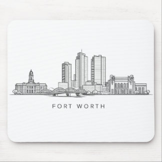 Minimalist Fort Worth Skyline Line Art Musmatta