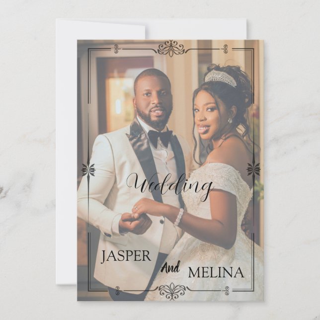 Minimalist Full Photo Wedding | Elegant Editorial Inbjudningar (Framsida)