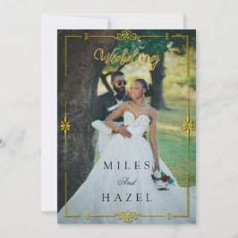 Minimalist Full Photo Wedding | Elegant Gold Inbjudningar