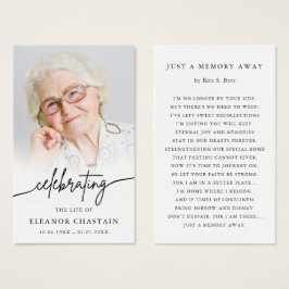 Minimalist Funeral Memorial Prayer Photo Cards Visitkort