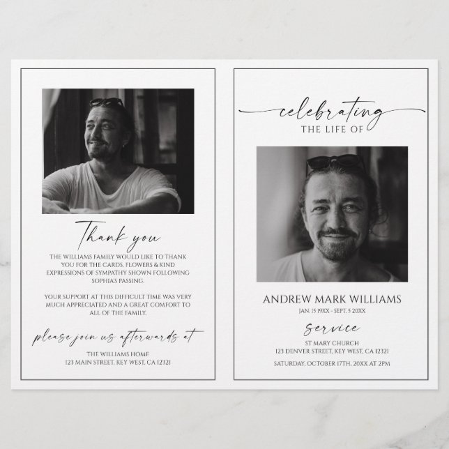 Minimalist Funeral Order of Service Folded Program (Framsida)