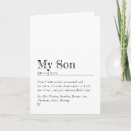 Minimalist Funny and Heartfelt Son Definition Kort