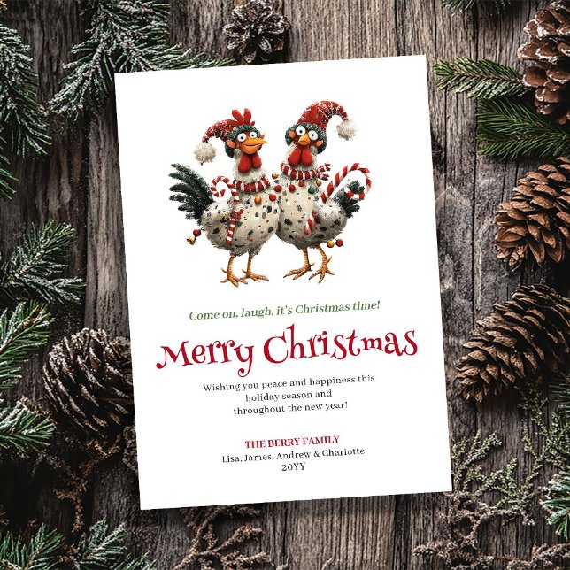 Minimalist funny chickens Christmas greeting card Julkort (Minimalist funny chickens Christmas greeting card

)