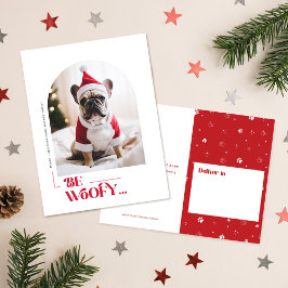 Minimalist Funny Dog Pet Arch Photo Christmas Helg Vykort