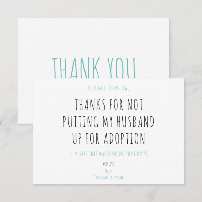 Minimalist Funny Handwriting Mother-in-law Quote (Fram/baksida)