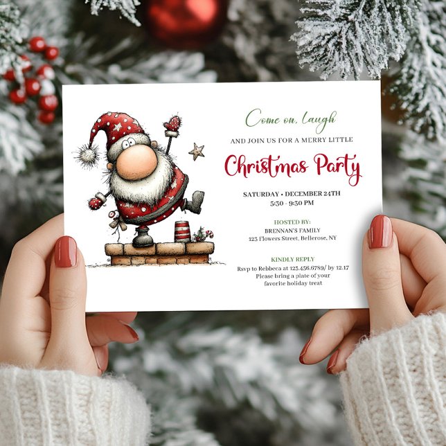 Minimalist funny Santa Christmas party invitation Inbjudningar (Minimalist funny Santa Christmas party invite

)