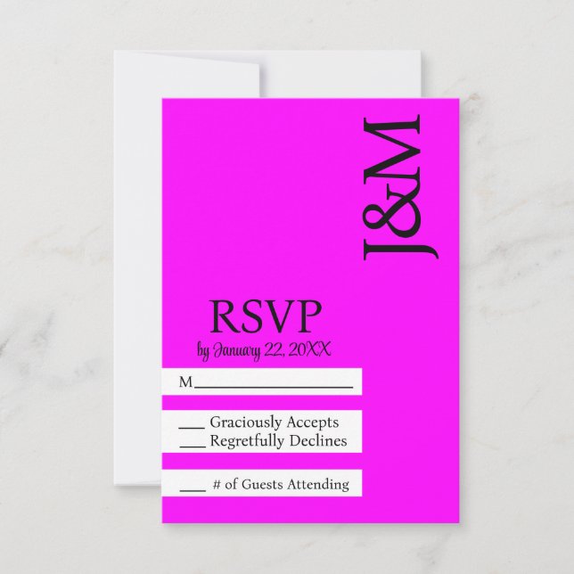 Minimalist Fuschia Magenta RSVP card OSA Kort (Framsida)