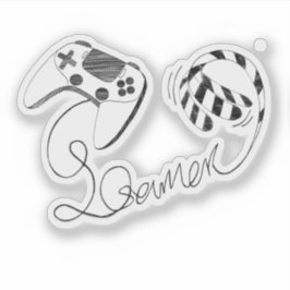 Minimalist Gamer Cat Line Art - Controller Cable  Klistermärken