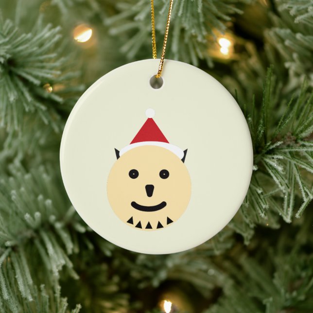 Minimalist Geometric Dog Santa Christmas Ornament  (Träd)