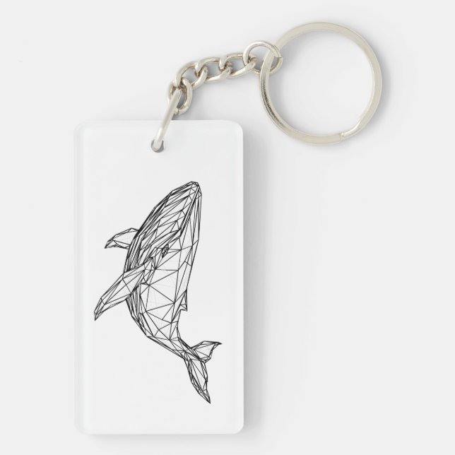 Minimalist Geometric Whale Acrylic Keychain (Baksidan)