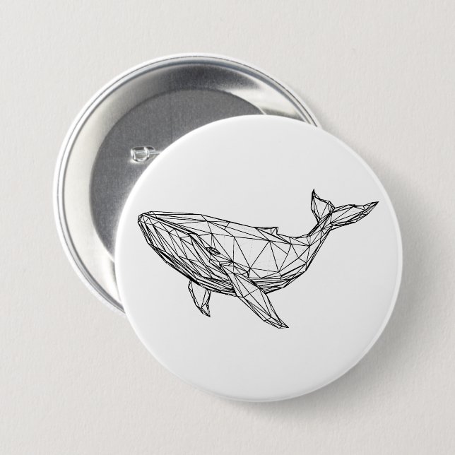 Minimalist Geometric Whale Button Knapp (Framsida & baksida)
