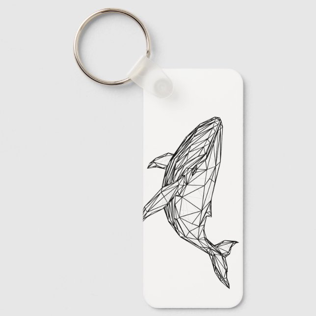 Minimalist Geometric Whale Keychain Nyckelring (Framsida)
