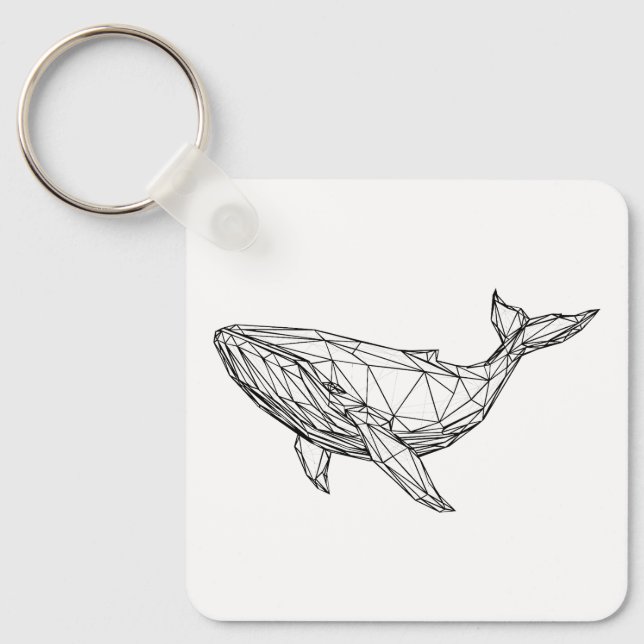 Minimalist Geometric Whale Keychain Nyckelring (Framsida)