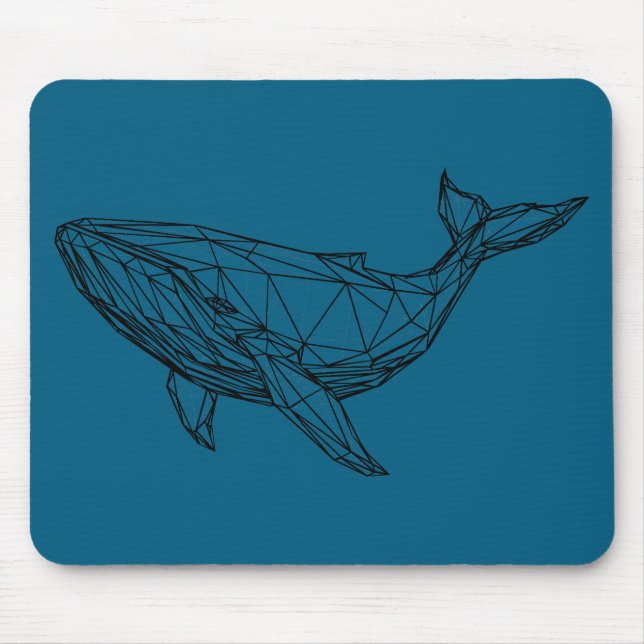 Minimalist Geometric Whale Mouse Pad Musmatta (Framsidan)