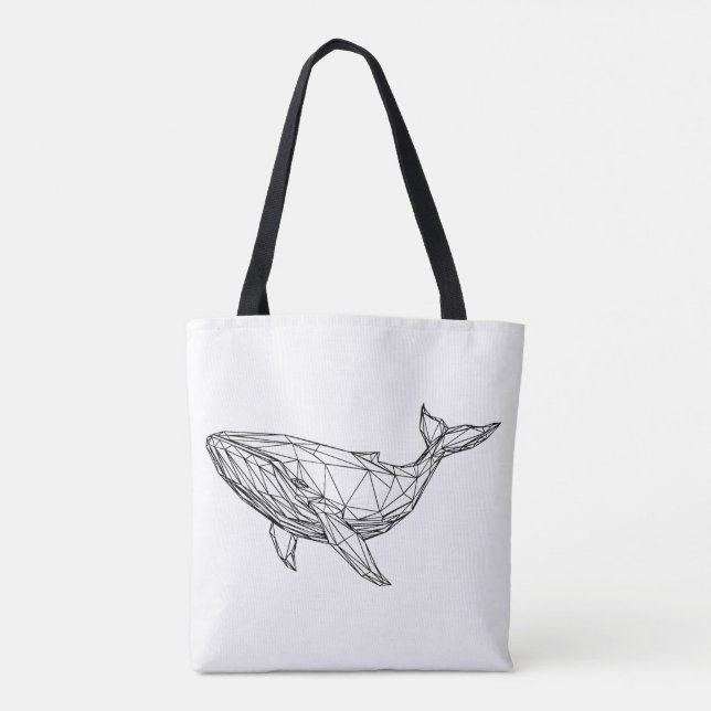 Minimalist Geometric Whale Tote Bag Tygkasse (Baksida)