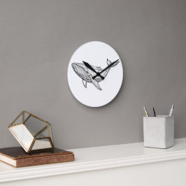 Minimalist Geometric Whale Wall Clock Rund Klocka