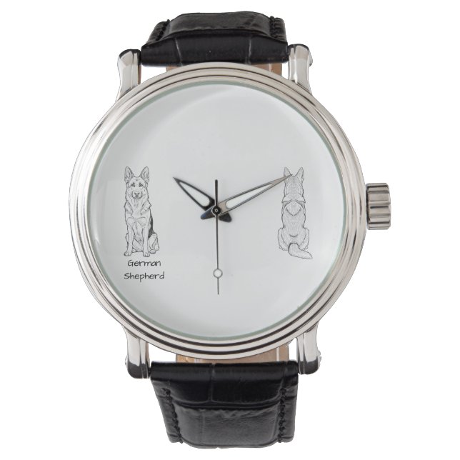 Minimalist German Shepherd Dog Line Art  Armbandsur (Framsida)