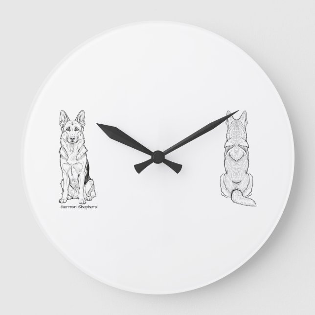 Minimalist German Shepherd Dog Line Art  Stor Klocka (Framsida)