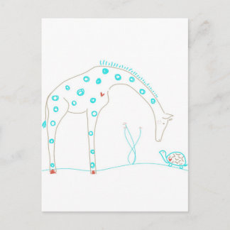 Minimalist giraff - vit och Aqua Vykort